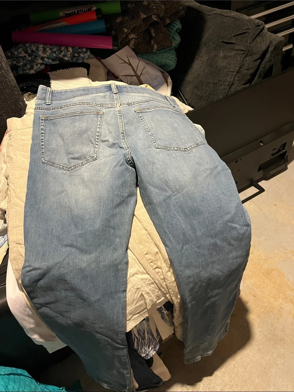 Men's light blue straight legged jeans